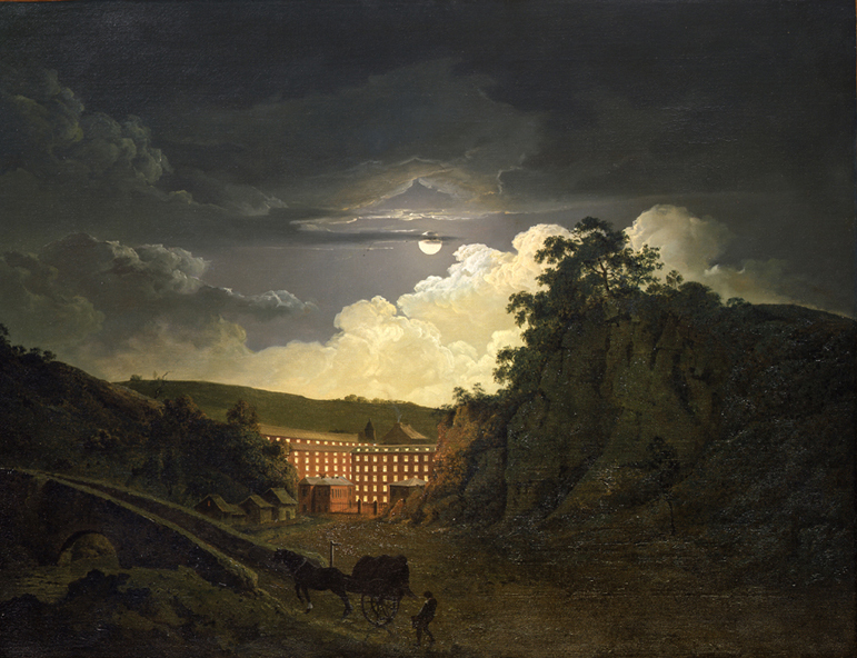 Arkwright’s Cotton Mills by night 1790s